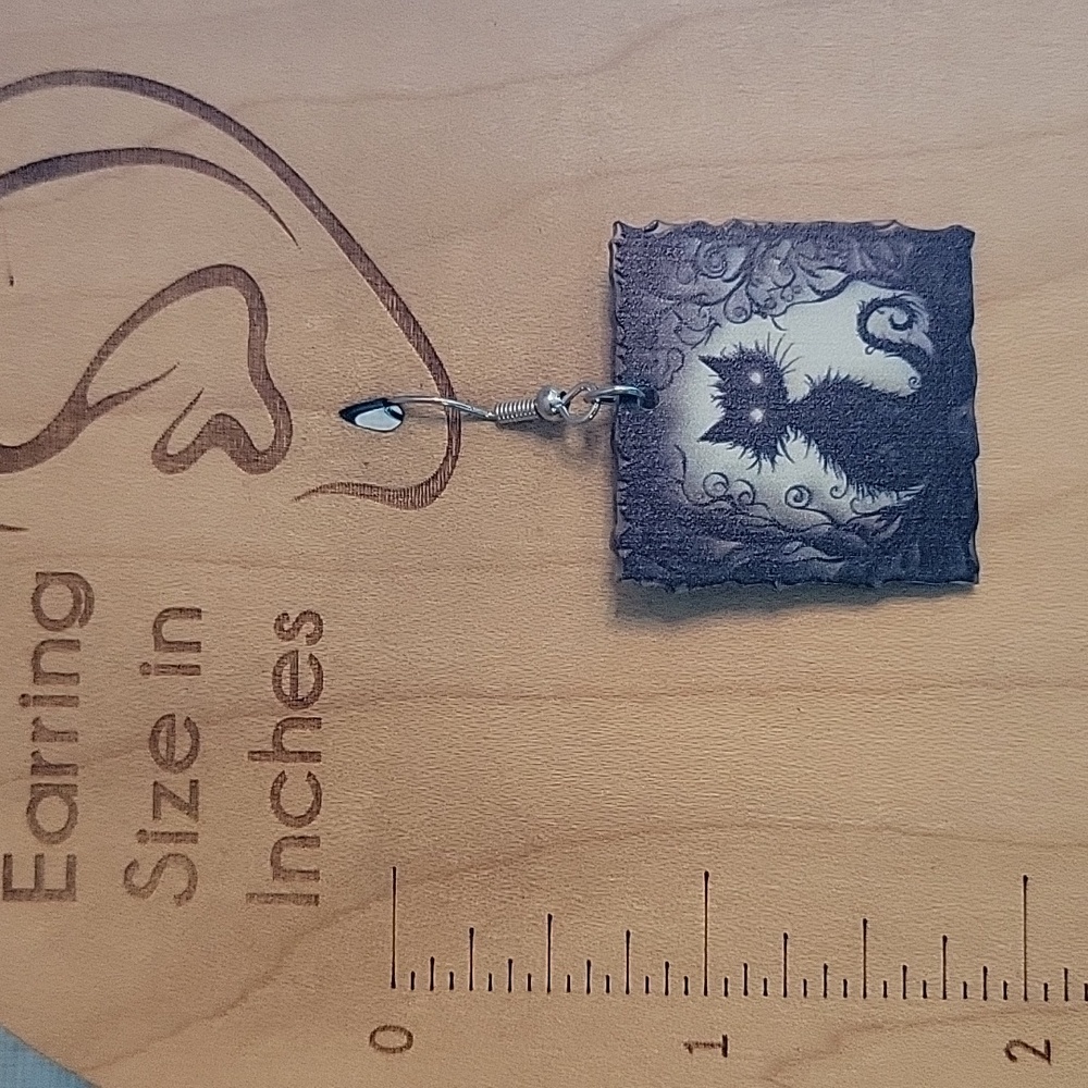 SPOOKY BLACK CAT EARRINGS - Picture 5 of 5